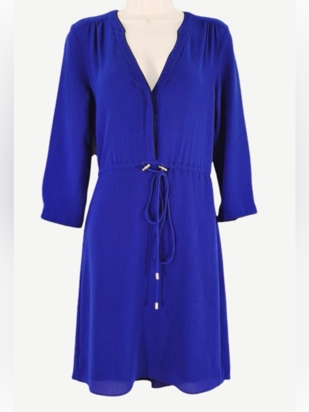 Bright Cobalt Blue Shirt Dress with Drawstring waist